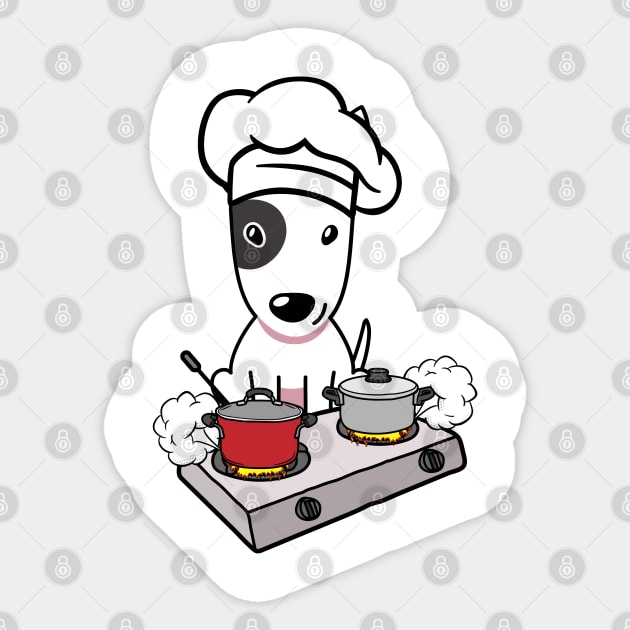 Funny bull terrier is cooking Sticker by Pet Station